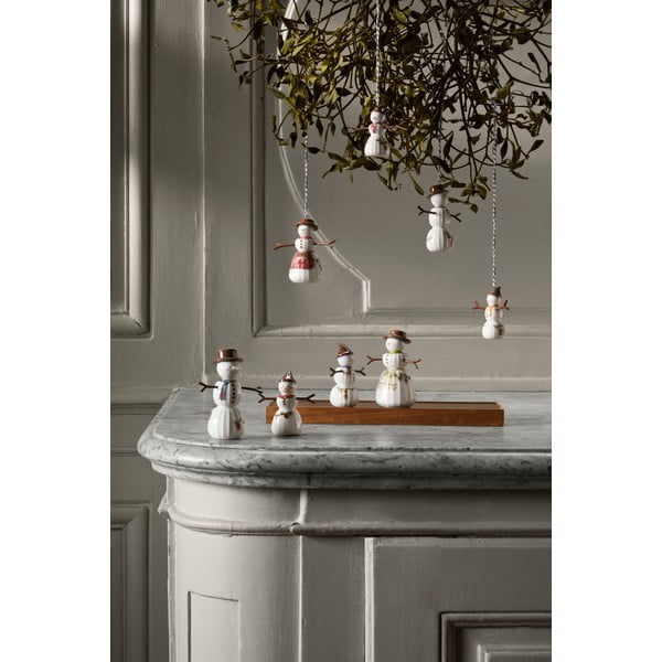 Порцеланова ръчно рисувана Коледна украса ø 4 cm Hammershøi Snowman – Kähler Design-image-3