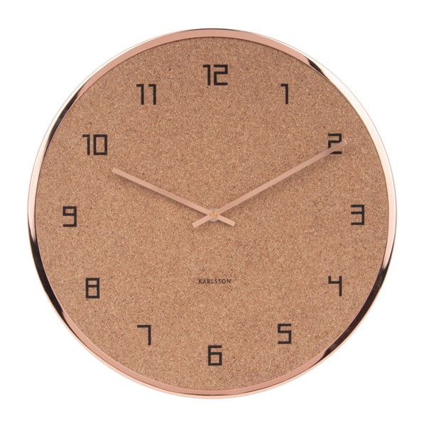 Hnědé nástěnné korkové hodiny Karlsson Modest, ⌀ 40 cm