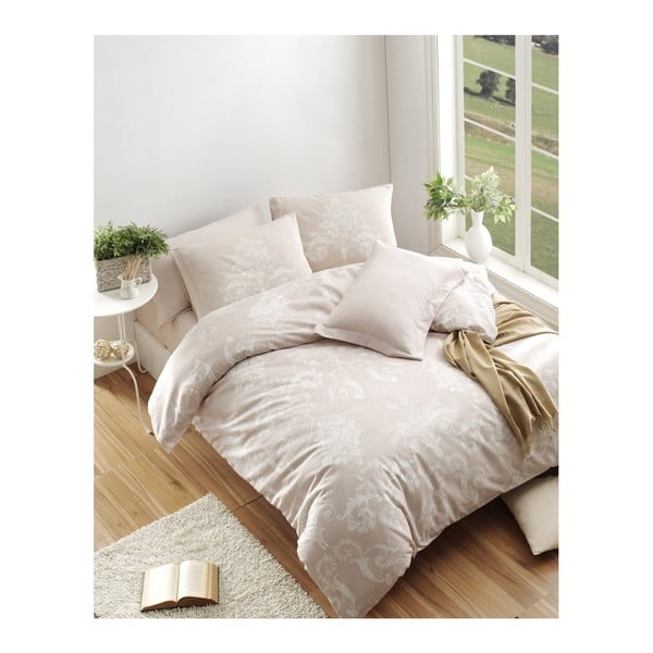 Спално бельо от памучна смес с чаршаф за двойно легло Mink, 200 x 220 cm Kralice - Mijolnir