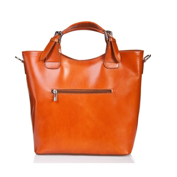 Кафява кожена чанта в цвят коняк Valeria - Massimo Castelli-image-1