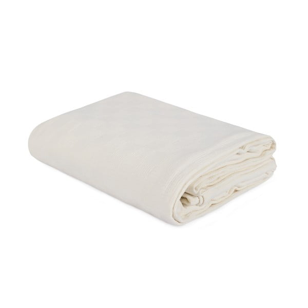Bavlněný lehký přehoz přes postel Pique Cream, 200 x 240 cm-image-1