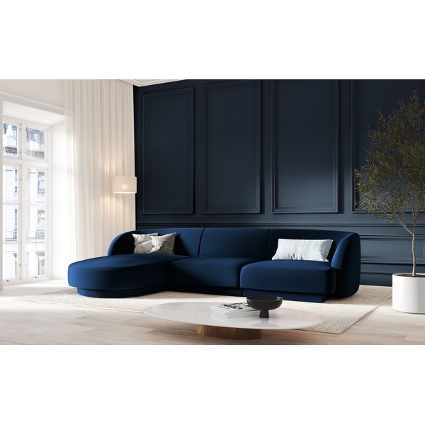 Ъглов диван от синьо кадифе (ляв ъгъл) Miley - Micadoni Home-image-4