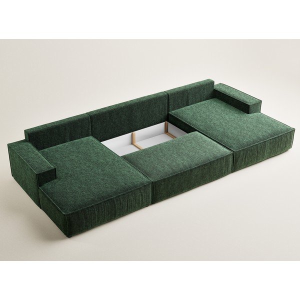 Тъмнозелен шенилов сгъваем/с място за съхранение ъглов диван (U форма) Kyoto – Maison de Rêve-image-4