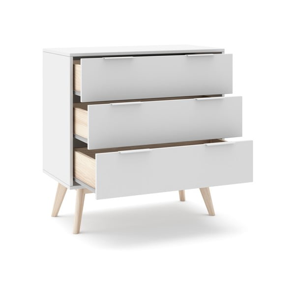 Бял нисък скрин с чекмеджета 80x83 cm Campus - Marckeric-image-4