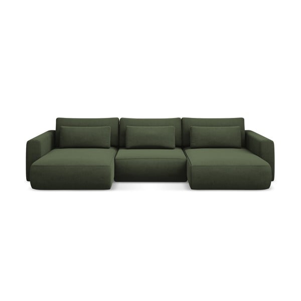 Разтегателен ъглов диван с място за съхранение в цвят каки (U форма) Kapua – Makamii