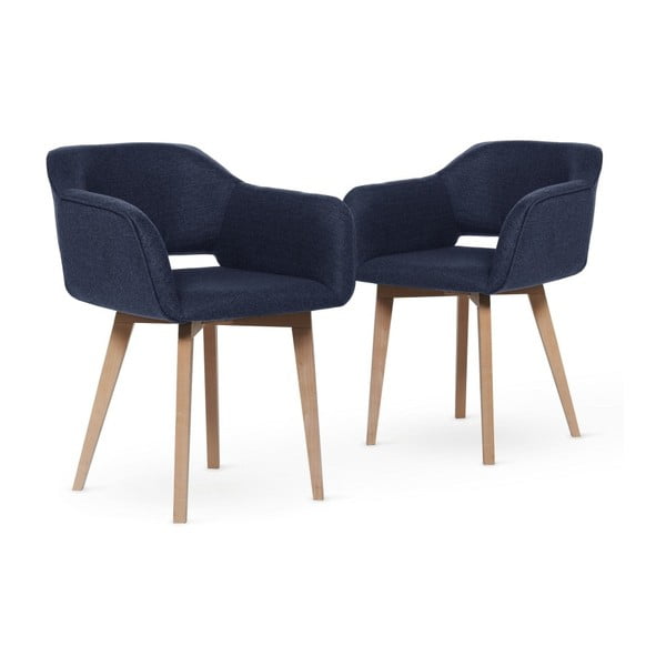 Sada 2 tmavě modrých jídelních židlí se světlými nohami My Pop Design Oldenburg
