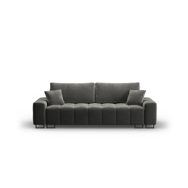 Сив кадифен разтегателен диван с място за съхранение 250 cm Wicklow – Cosmopolitan Design