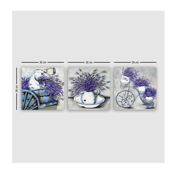 Картини в комплект от 3 бр. 30x30 cm Lavender - Wallity-image-2