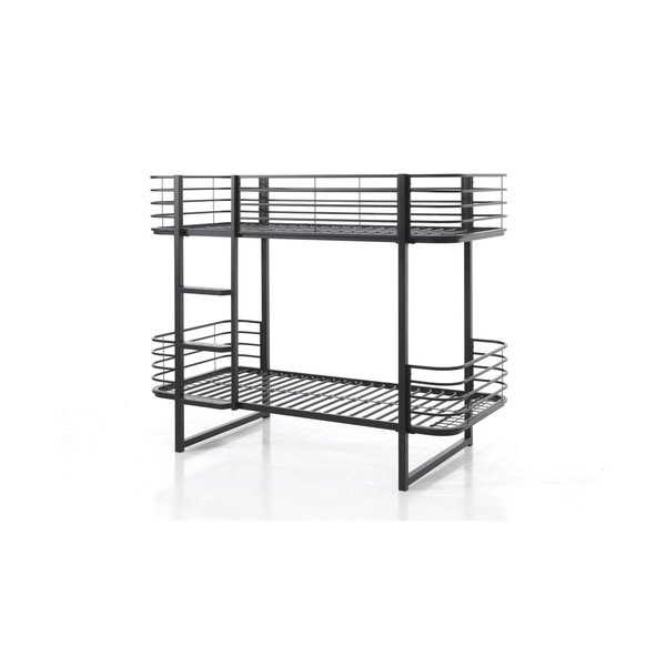 Черно метално двуетажно детско легло с включена подматрачна рамка 90x200 cm Oscar – Vipack