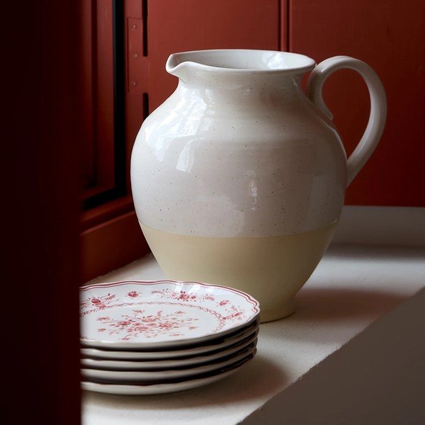 Червена/бяла десертна глинена чиния ø 17 cm Vila – Costa Nova-image-2