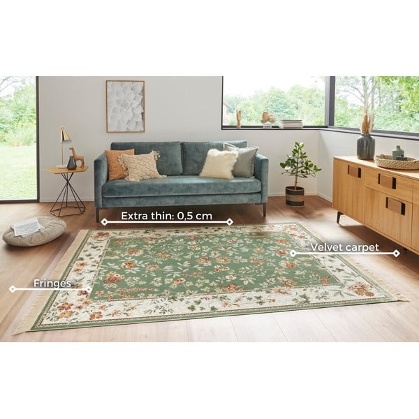 Килим от вискоза в зелено и кремаво 95x140 cm Oriental – Nouristan-image-3