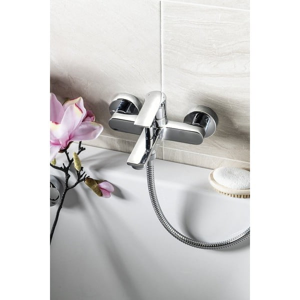 Матово-черна стенна батерия за вана (2 изхода) Pax – Sapho-image-1