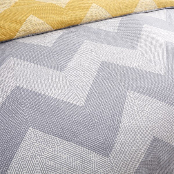 Жълто-сиво спално бельо 200x135 cm Chevron Geo - Catherine Lansfield-image-3