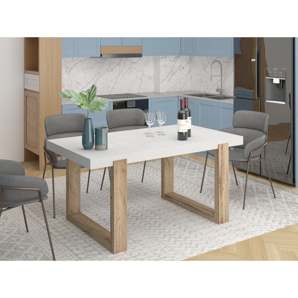 Бяла трапезна маса 90x160 cm Solid – Støraa-image-2