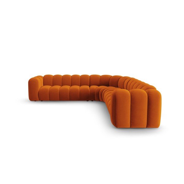 Кадифен модулен ъглов диван в тухлен цвят Lupine – Micadoni -image-2