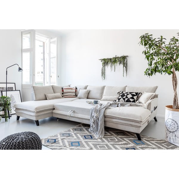 Светлобежов U-образен разтегателен диван, ляв ъгъл Charming Charlie - Miuform-image-4