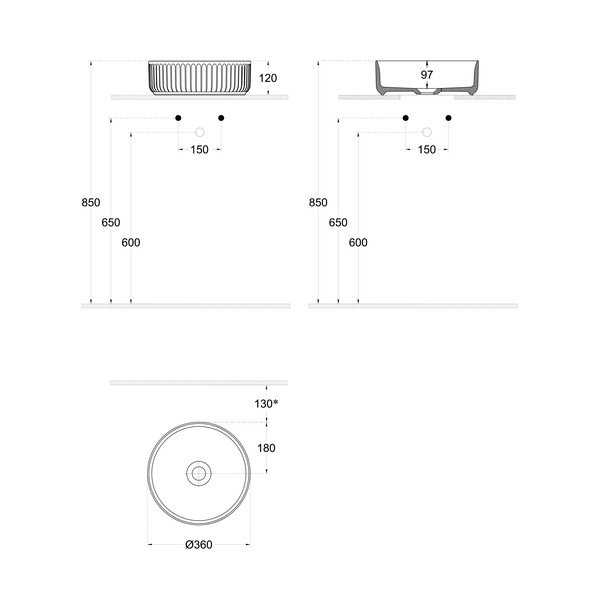 Бяла керамична кръгла мивка ø 36 cm Ion – Sapho-image-3