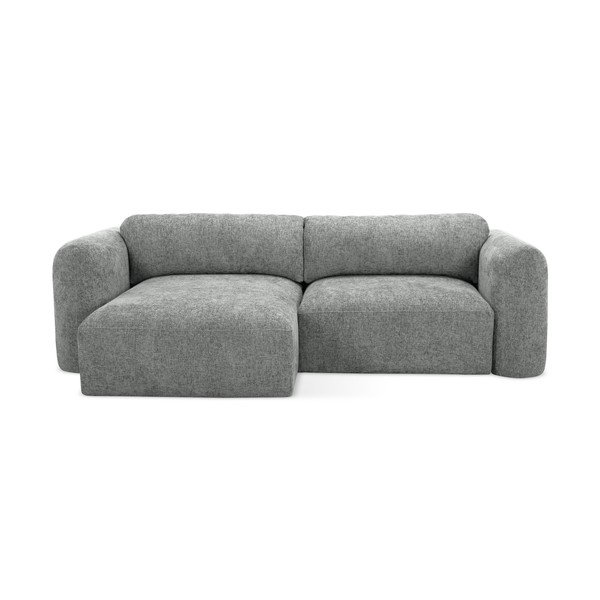 Сив шенилов разтегателен ъглов диван с място за съхранение (ляв ъгъл) Mele – Makamii
