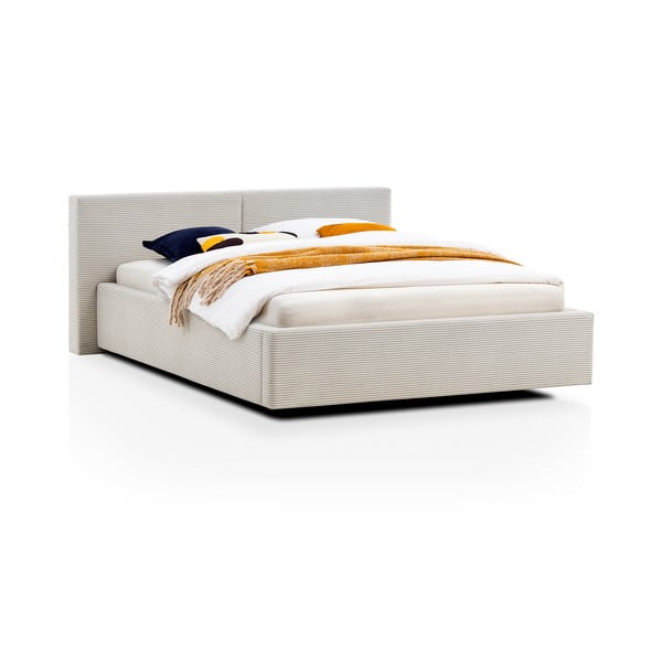Бежово двойно легло 140x200 cm тапицирано без ламелно дъно Cube – Meise Möbel-image-4