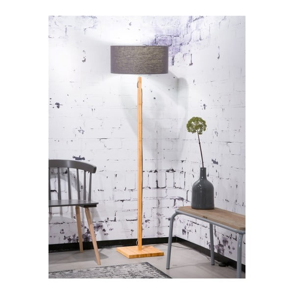 Подова лампа с тъмносив абажур и бамбукова конструкция Fuji - Good&Mojo-image-1