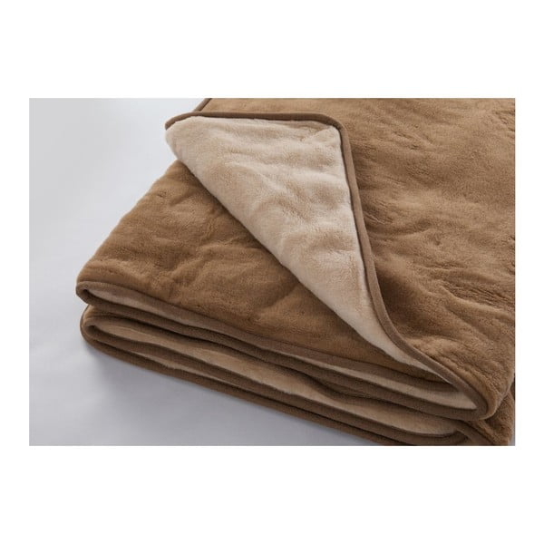 Hnědá deka z merino vlny Royal Dream Quilt, 220 x 200 cm