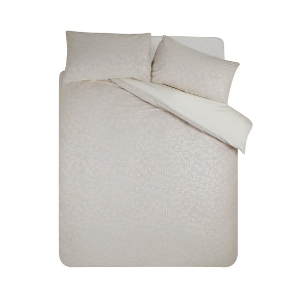 Сиво-бежово единично  спално бельо от жакард 135x200 cm Corded Leaves – Catherine Lansfield