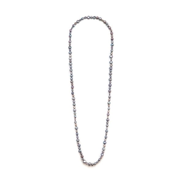 Tmavě šedý perlový náhrdelník GemSeller Baroque