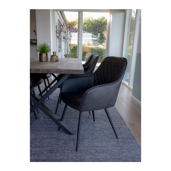 Тъмносиви тапицирани трапезни столове в комплект с подлакътници 2 бр. Harbo – House Nordic-image-2