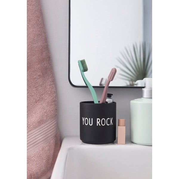 Черна порцеланова чаша 300 ml You Rock - Design Letters-image-1