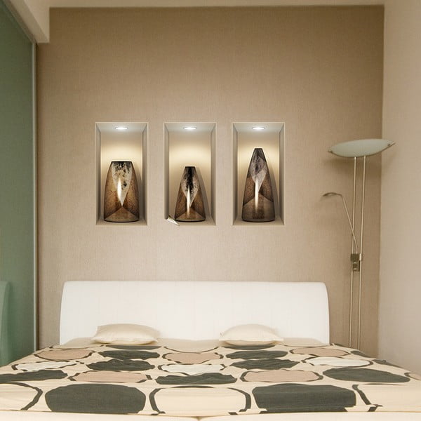 Комплект от 3 стикера с 3D ефект Дървени вази - Ambiance-image-1