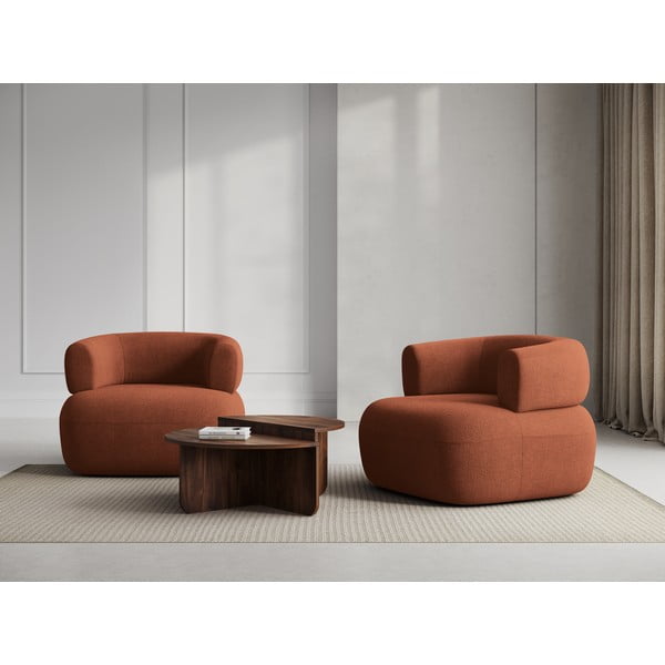 Кресло от плат букле в тухлен цвят Jenny – Micadoni Home-image-1