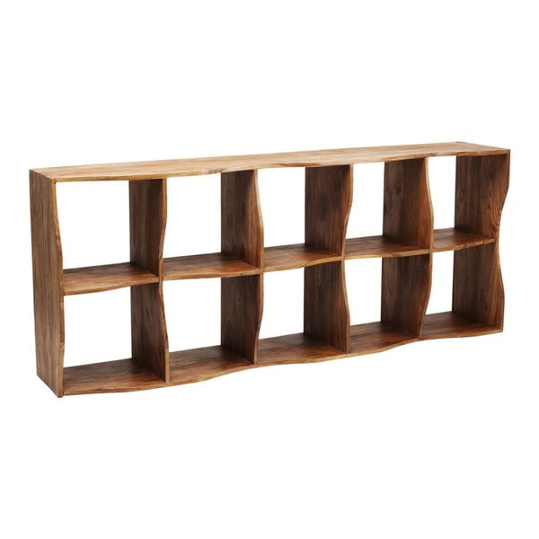 Hnědá dřevěná police Kare Design Shelf Waves, 78,5 x 193 cm