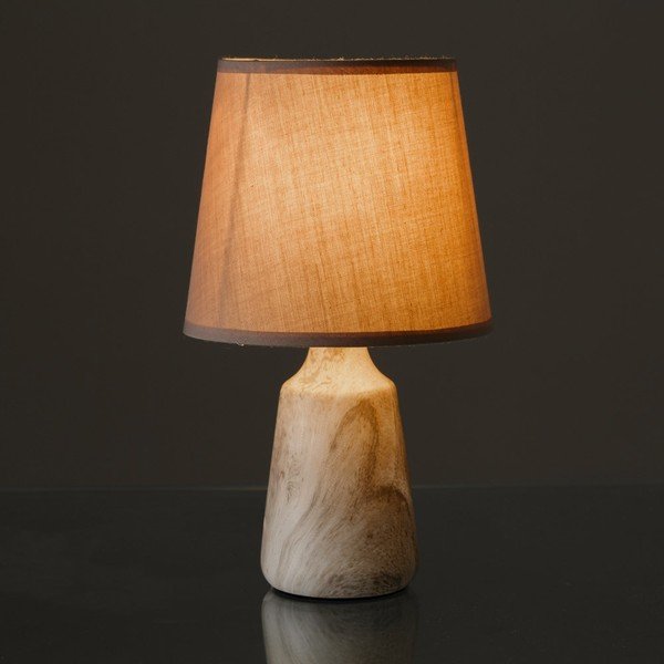 Бежова керамична настолна лампа с текстилен абажур (височина 28 cm) - Casa Selección-image-1