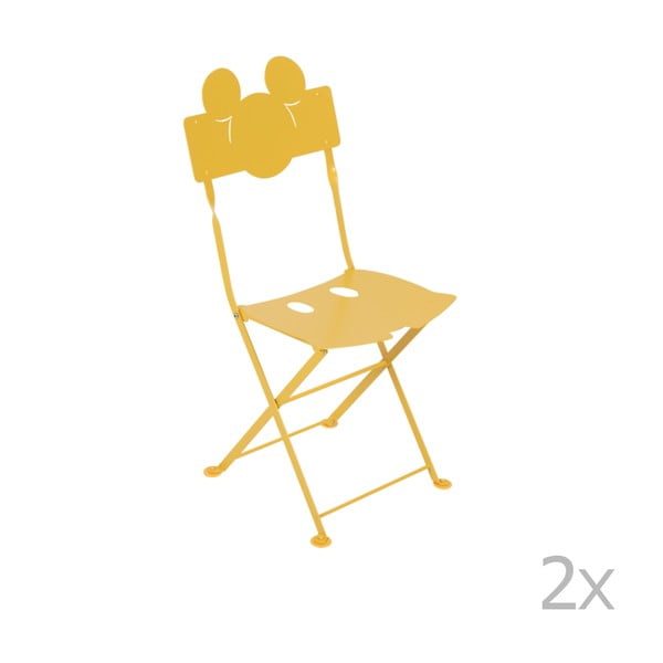Комплект от 2 жълти детски метални градински стола Bistro Mickey Junior - Fermob