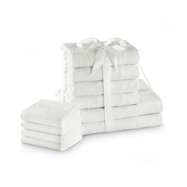 Бели памучни хавлии и кърпи за баня в комплект 10 бр. от тери Amari – AmeliaHome