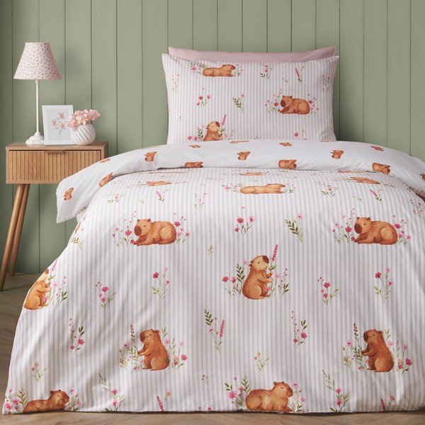 Единично  спално бельо в естествен цвят 135x200 cm Happy Capy(bara) – Catherine Lansfield