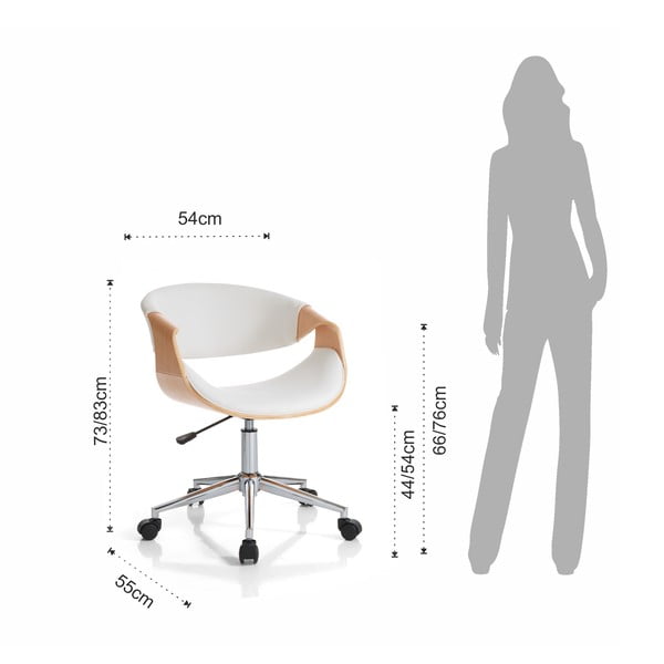 Офис стол от имитация на кожа в бял и естествен цвят Visby – Tomasucci-image-4