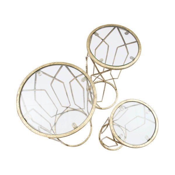 Кръгли странични маси със стъклен плот в комплект от 3 броя ø 32 cm Tunisi - Mauro Ferretti-image-2