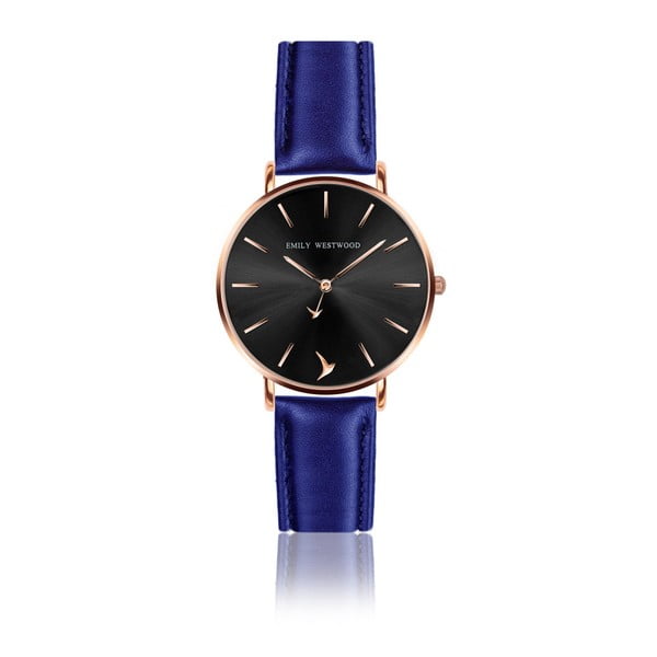 Dámské hodinky s tmavě modrým páskem z pravé kůže Emily Westwood Callisto