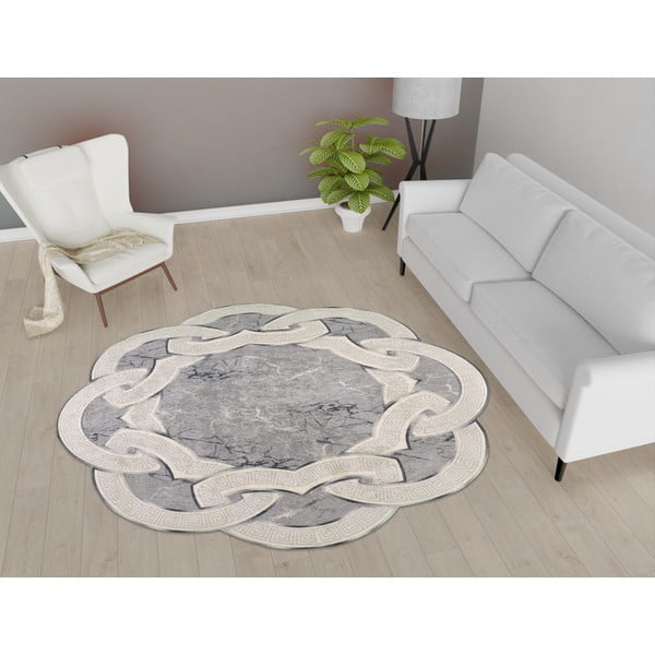 Сив кръгъл килим ø 160 cm - Vitaus-image-1