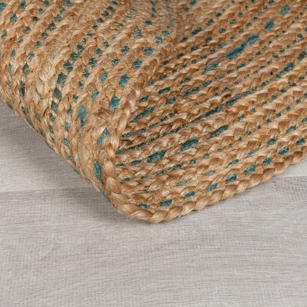 Кръгъл килим от юта в синьо-натурален цвят 133x133 cm Capri - Flair Rugs-image-3