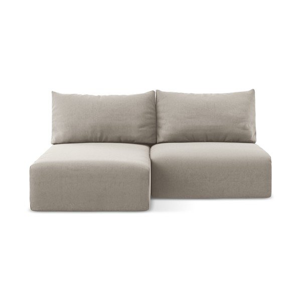 Кафяво-сив кадифен сгъваем/с място за съхранение ъглов диван (ляв ъгъл) Kalena – Makamii