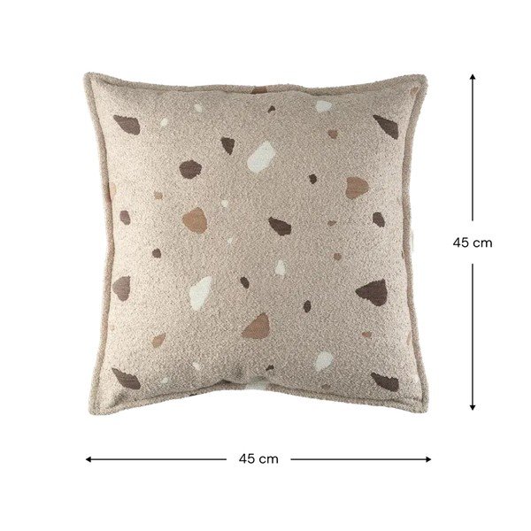 Светлокафява детска възглавница за диван от букле и шенила Terrazzo Block – Wigiwama-image-2