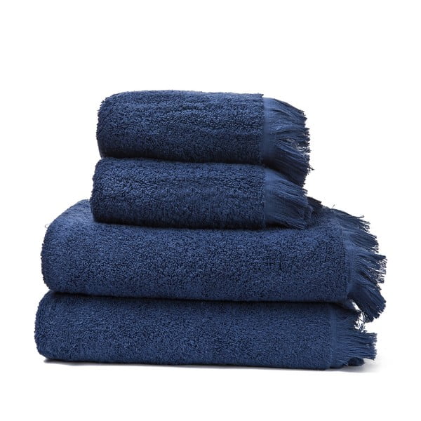 Set 2 modrých bavlněných ručníků a 2 osušek Casa Di Bassi Bath
