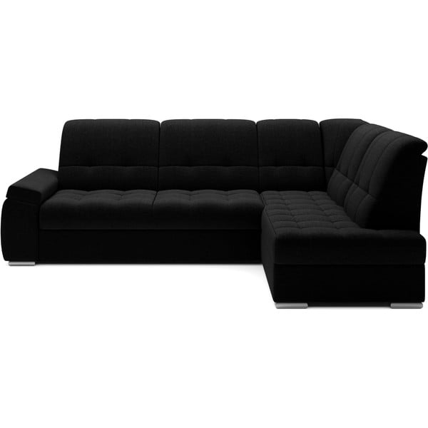 Черен разтегателен ъглов диван с място за съхранение (десен ъгъл L форма) Sado – ELTAP