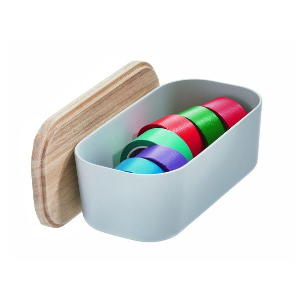 Сива кутия за съхранение с капак, изработена от дърво от пауловния , 9 x 18,3 cm Eco - iDesign-image-3