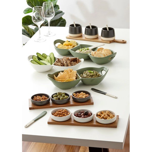 Бели чаши за сервиране в комплект от 3 части, изработени от камък Host - Ladelle-image-1