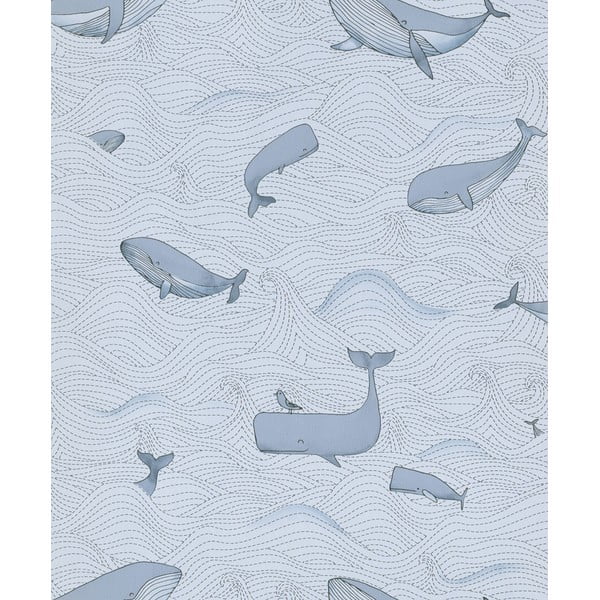 Вълнен детски тапет 10 m x 53 cm Whales – Vavex