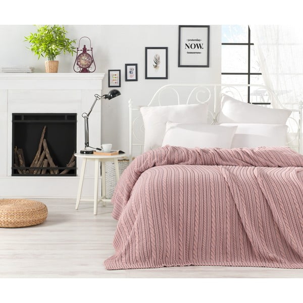 Праховорозова покривка за легло с памучна смес Camila, 220 x 240 cm - Homemania Decor