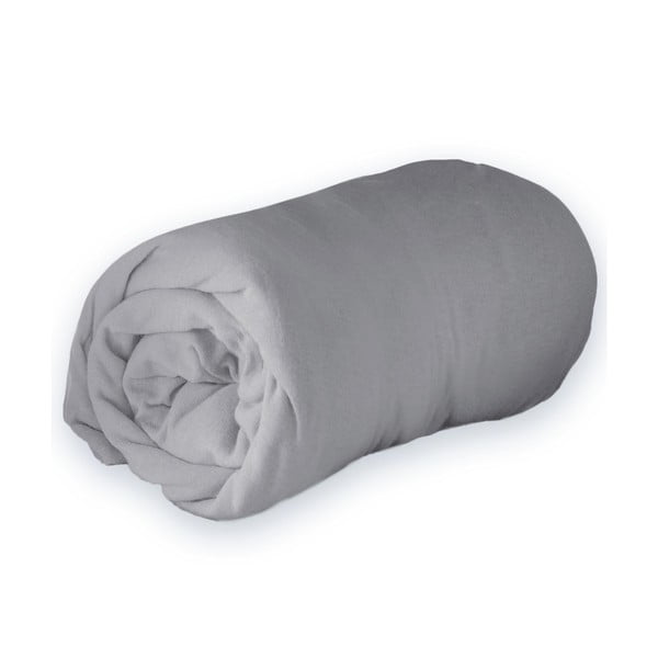 Светлосив еластичен чаршаф от джърси 90x190 cm Jersy – douceur d'intérieur-image-3